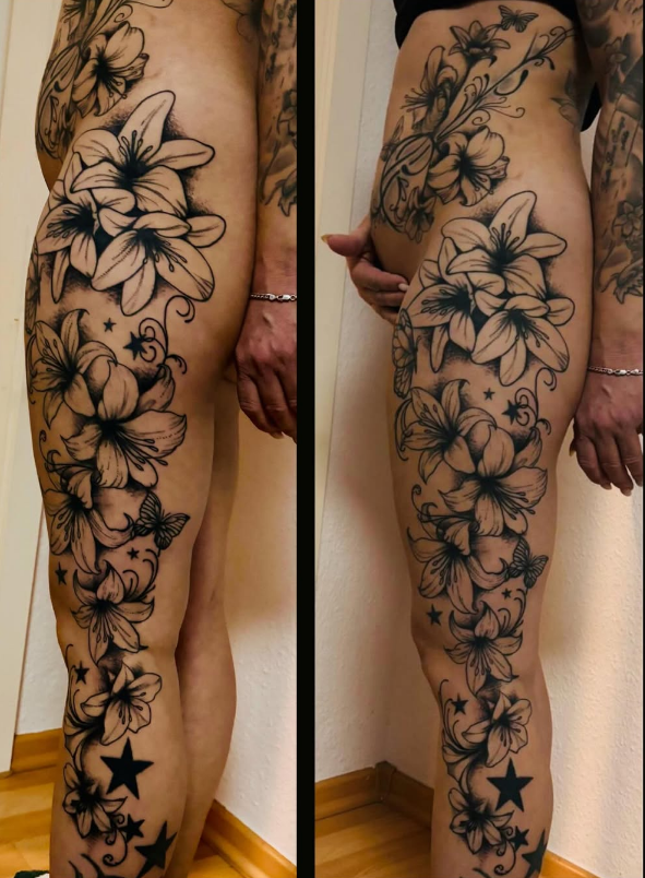 Florales Bein Tattoo
